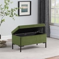 thumbnail image 3 of HomePop 17.5" Medium Modern Velvet Fabric Storage Bench with Metal Legs in Green, 3 of 12