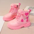 thumbnail image 2 of Children's Winter Leather Lace Up Stylish Color Matching Side Zipper Boots, 2 of 9