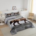 thumbnail image 3 of Wolves Hunting Queen Comforter Set, Safari Wooden Plank Wolf Soft Bed Set For Kids Teens, Rustic Animals Wildlife Breathable Down Comforter For Sofa, Trees Brown Mountains Duvet Insert, 3 of 7