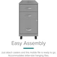 thumbnail image 3 of Pemberly Row 18in 3 Drawer Metal Mobile Filing Cabinet Ball Bearing Slide Silver, 3 of 11