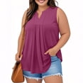 thumbnail image 2 of Posijego Débardeurs Grande Taille pour Femmes Blouse Habillée Col en V Sans Manches Plissée Décontractée pour le Travail, 2 of 7