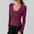 thumbnail image 2 of Lmnyox T-Shirt à Col Rond pour Femmes Manches Longues Décontracté Mode Basique Automne Hiver, 2 of 4