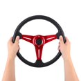 thumbnail image 3 of Universal Racing Steering Wheel, 14Inch 6 Bolt Anti Slip PU and Aluminum Gaming Steering Wheel with Horn Button for Racing / Car Sim Driving / JDM Sports Racing Steering Wheel, 3 of 7