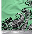 thumbnail image 1 of Soimoi Green polyester Crepe Fabric Geomertic & Paisley Print Fabric by the Yard 42 Inch Wide, 1 of 3
