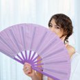 thumbnail image 3 of Btomtd 33cm Golden Glitter Solid Color Fan Martial Arts And Dance Props, Purple, 3 of 3