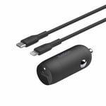 Belkin Boostcharge 30W USB-C Livraison d'électricité PPS Chargeur de voiture et USB-C vers le câble de foudre noir