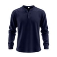 thumbnail image 1 of Wdfiry Men's Tops Solid Color Loose Plus Size Henley Tshirt Comfortable Fall Button Crewneck Long Sleeve Undershirts, 1 of 5