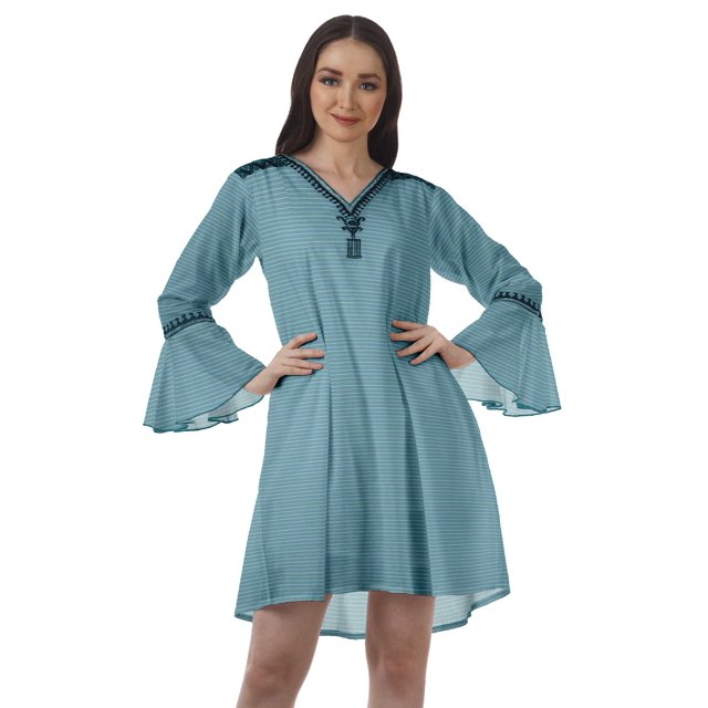 Moomaya Robes de Plage Imprimées Femmes Robe Aguichant Robes Mini Brodées pour Femmes