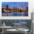 thumbnail image 1 of Brooklyn Bridge with Lights and Reflections - Cityscape Canvas Print, 1 of 3
