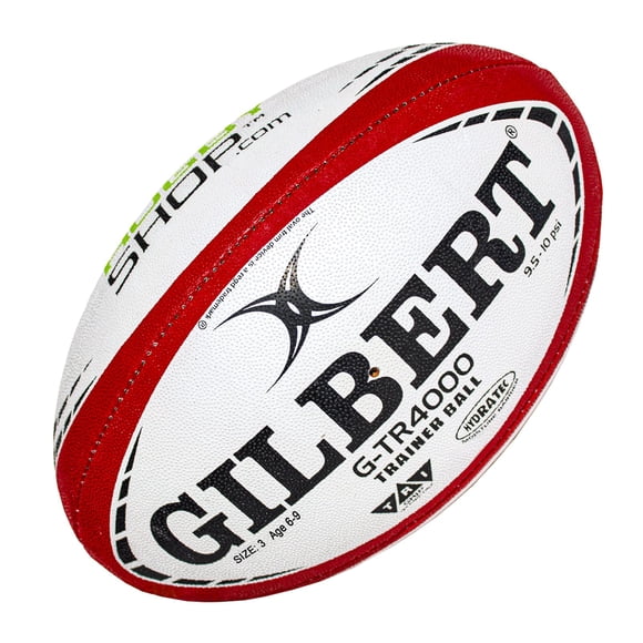World Rugby Shop X Gilbert G-TR4000 Ballon de Rugby Taille 3 - Équipement de Rugby Durable - Surface Triangulaire Adhérente - Construction 3 Plis - Rouge