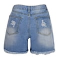 thumbnail image 4 of nerohusy High Rise Denim Cutoffs for Women Button Fly Ripped Jean Shorts with Pockets Frayed Hem Casual Summer Short Pants,Navy,S, 4 of 9