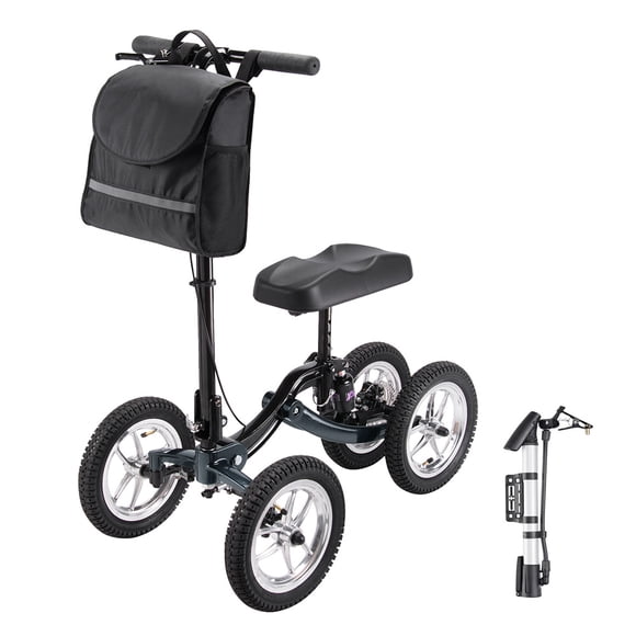 Yescom Steerable Knee Scooter Leg Walker Crutch Alternative All-terrain with Disk Brake