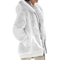 thumbnail image 1 of MAWCLOS Ladies Thickened Solid Color Hooded Cardigan Winter With Pockets Sherpa Coat White M, 1 of 2