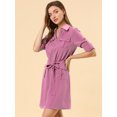 thumbnail image 3 of INSPIRE CHIC Robe Chemise à Manches Retroussables Multi-Poches avec Ceinture pour Femmes, 3 of 6