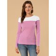 thumbnail image 3 of INSPIRE CHIC Women's Halloween Color Block Long Sleeve Striped T-Shirt Small Fuchsia, 3 of 6