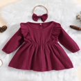 thumbnail image 3 of Bébé bébé Filles Tenues Manches Longues Volant une Ligne Robe Vêtements Mignons 2 Pièces Ensemble, 3 of 8