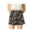 thumbnail image 1 of INSPIRE CHIC Women's Floral Printed Lace Trim Elastic Waist Shorts, 1 of 6