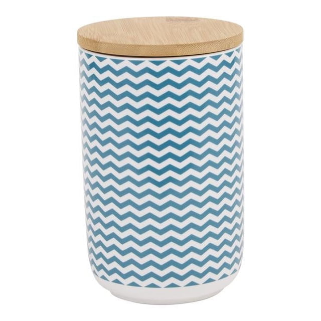 Design Imports CAMZ14118 Ceramic Treat Canister, Teal Chevron