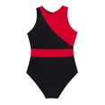 thumbnail image 4 of Mufeng Combinaison de Danse Ballet Sans Manches en Maille Color Block pour Filles Rouge&Noir 10, 4 of 7