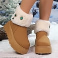 thumbnail image 4 of Roncen Women's Winter Snow Boots with Rhinestone Decorations - Thick Platform Plus Size Fur Trimmed Warm Boots for Cold Weather, Comfortable Elevated Slip-Resistant Casual Shoes with Fluffy Lining, 4 of 8