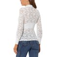 thumbnail image 3 of INSPIRE CHIC Blouse à Col Roulé pour Femme à Manches Longues en Maille Semi-Transparente en Dentelle Florale Haut TP Blanc, 3 of 6