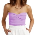 thumbnail image 2 of Timegard Women Top Comfy Ruched Knot Sleeveless Strapless Knit Tee Solid Color Casual Tube Top Summer, 2 of 6