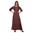 thumbnail image 1 of Moomaya Robe Longue Évasée Imprimée pour Femmes Manches 3/4 Col Rond Tenue Décontractée, 1 of 3
