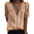 thumbnail image 2 of Ketyyh-chn99 Chandail à Col Rond pour Femmes, Décontracté, Léger, Coupe Ample, Manches Longues, Extensible, T-Shirt Côtelé à Col Rond, Ajusté, Hauts Basiques Décontractés, Beige, m, 2 of 3