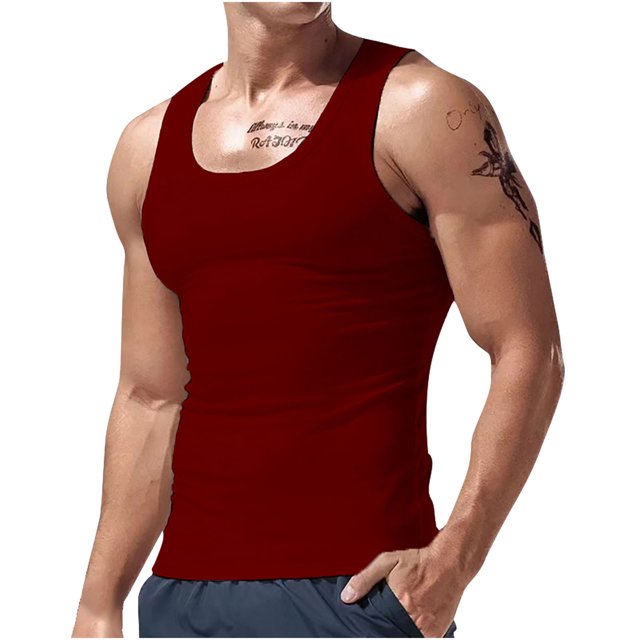 Timegard Hauts d'Entraînement pour Hommes Col Rond Sans Manches Tee-Shirts Confortables Décontractés Débardeur d'Entraînement Été
