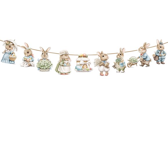 SIYTUAU Easter Themed Paper Bunting Banner Style A Party Decoration Retro Flag Garland For Spring Celebration Home Decor