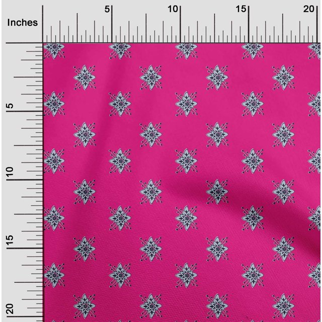 oneOone Polyester Lycra Fabric Floral Block Print Sewing Fabric BTY 56 Inch Wide