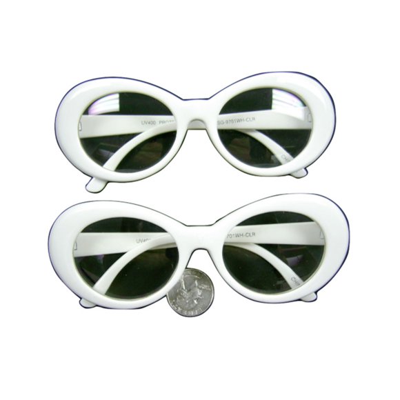Kurt Cobain White Clear Lens Sunglasses Nirvana Jackie O Onassis Kennedy Round