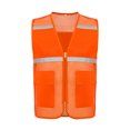 thumbnail image 1 of RUNQHUI Men Women Zipper High Visibility Reflective Safety Vest Construction Work Mesh Fabric Work Clothes Orange 165, 1 of 5