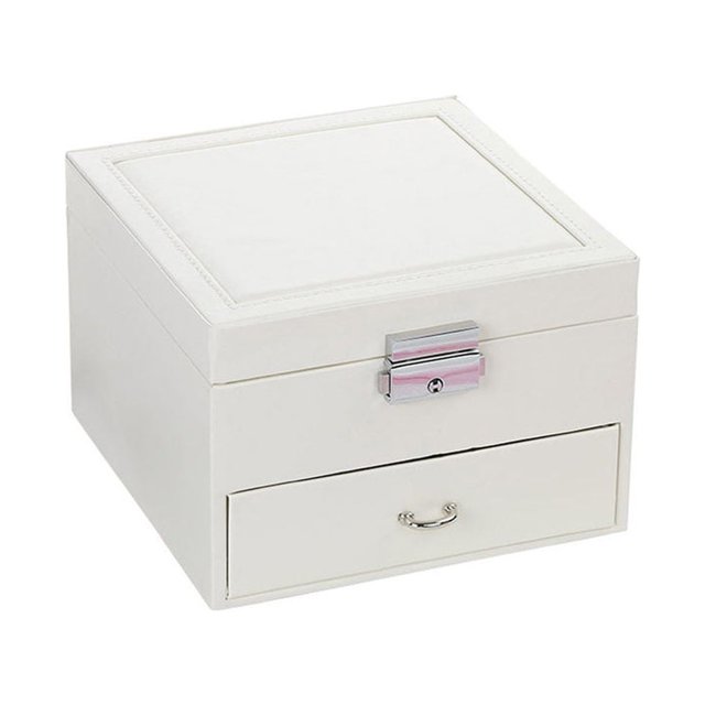 yingyy Boîte à Bijoux Boîtes Classiques Vintage Organisateur Exquis pour Bagues Collier Rouges à Lèvres Bracelet Femmes Maison Voyage Blanc Blanc