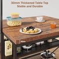 thumbnail image 4 of GloryStar 42" Kitchen Island with Power Outlets - Mobile Bakers Rack with 3 Shelves, Microwave Stand & 5 Hooks, 400lb Capacity (Brown), 4 of 8