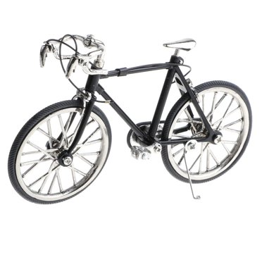 Delicate Miniature Racing Bike Model Handcrafts - 1:10 Diecast Simulated Road Vehicle Statue, Home Office Desktop Table Display Decoration A Black