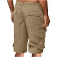 thumbnail image 3 of Pisexur Half Shorts Pants Men Casual Button Zipper Solid Knee Length Cargo Pants With Pocket Straight Button Zipper Shorts, 3 of 6
