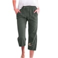 thumbnail image 1 of Mrat Pantalons Raccourcis pour Femmes Capris pour Femmes pour l'Été Capris en Coton pour Femmes Capris Athlétiques pour Femmes Capris d'Entraînement pour Femmes Pantalons Capris Vert Armée TTG, 1 of 1