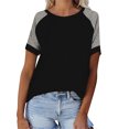 thumbnail image 1 of Plebaso T-Shirts pour Femmes à Manches Courtes à Blocs de Couleur Décontractés à Col Rond T-Shirts Amples Blouses d'Été Hauts, 1 of 7