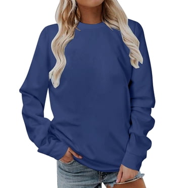 AherBiu Hauts pour Femmes Décontractés Tendance Manches Longues Pull Col Rond Ample Confortable T-Shirts Couleur Unie