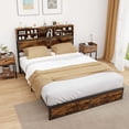 thumbnail image 4 of Costway Queen Bed Frame with Charging Station Storage Headboard Under-bed Storage Space, 4 of 10