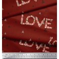 thumbnail image 3 of Soimoi Red Velvet Fabric Triangle & Floral Love Text Print Fabric by the Yard 58 Inch Wide, 3 of 3
