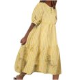 thumbnail image 2 of SMihono Robes Bohèmes d'Été Femmes Grande Taille Mode Femmes Manches Courtes Col 0 Été Décontracté Ample Grande Taille Robe à Carreaux, 2 of 3