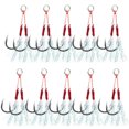 thumbnail image 1 of 10pcs Fishing Jigging Hooks Set Barbed Carp Fishing Hook with Feather and Split Rings Sea Fishhook Fly Fishing Tackle, 1 of 7