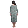 thumbnail image 3 of Moomaya Robe de Nuit Imprimée Longueur Genou en Coton avec Bordure en Dentelle Manches 3/4 pour Femmes, 3 of 5