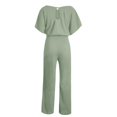 thumbnail image 4 of Kcodviy Women's Solid Color Lace Striped Jumpsuit Up Button Short Sleeved Body Shirts Women Jumpsuit Jumpsuits for Women Rompers for Women Casual Summer Jumpsuit, 4 of 6