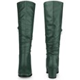 thumbnail image 3 of BLISSFUL STEP Halloween Women's Knee High Boots Square Toe Slouch Chunky Heel Dark Green 7, 3 of 6