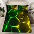 thumbnail image 2 of Erosebridal Abstract Ombre Bed Sheets Set Full Size, Futuristic Striped Bed Sheets Full, Geometry Honeycomb Decor,, 2 of 7
