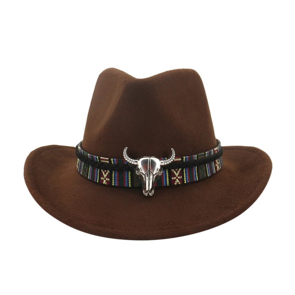 Chapeau de Cowboy Tissé pour Hommes et Femmes d'Hiver, Chapeau Classique de Cattleman pour l'Extérieur, Chapeaux de Soleil pour Femmes, Chapeau pour Femmes Brun