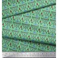 thumbnail image 3 of Soimoi Green Rayon Fabric Text & Christmas Tree Folk Art Decor Fabric Printed Yard 56 Inch Wide, 3 of 5